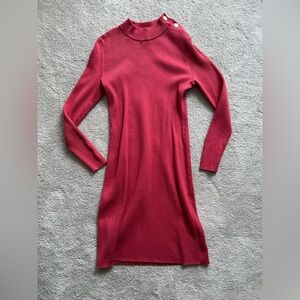 Talbots Women’s L Pink Crew Neck Long Sleeve Sweater Dress